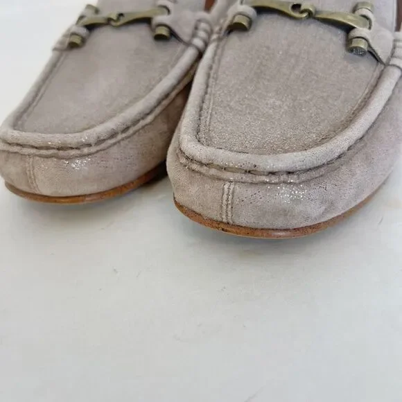 Donald J. Pliner Filo Tan Champagne Metallic Horsebit Loafers Women's Size 10 - Picture 4 of 8